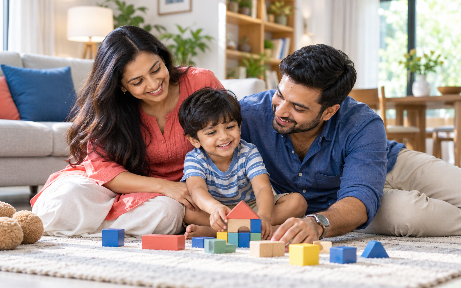 A family spending time together at home